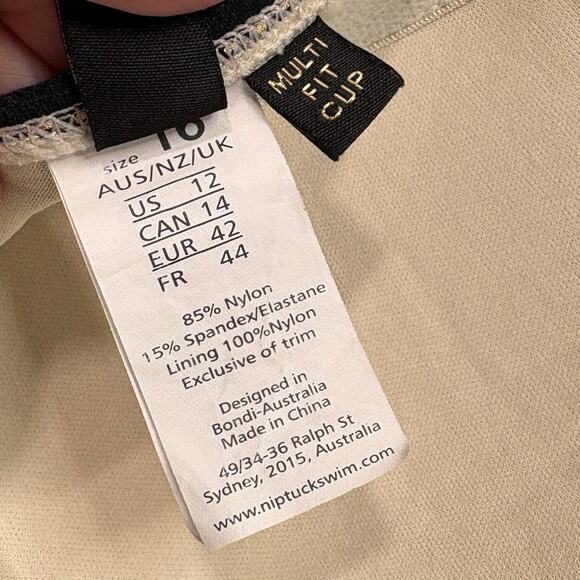 Nip Tuck Swim Size 12 Tankini Top Multi Fit Cup Striped Ruched Adjustable Straps - Picture 7 of 15